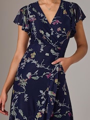 Jolie Moi Blue Mesh Frill Hem Maxi Dress - Image 4 of 6