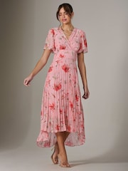 Jolie Moi Light Pink Angel Sleeve Pleated Chiffon Maxi Dress - Image 2 of 5