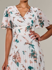 Jolie Moi Natural Angel Sleeve Pleated Chiffon Maxi Dress - Image 3 of 6
