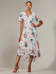 Jolie Moi Natural Angel Sleeve Pleated Chiffon Maxi Dress - Image 6 of 6