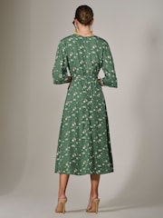 Jolie Moi Green Tie Front Half Sleeve Midi Dress - Image 2 of 6