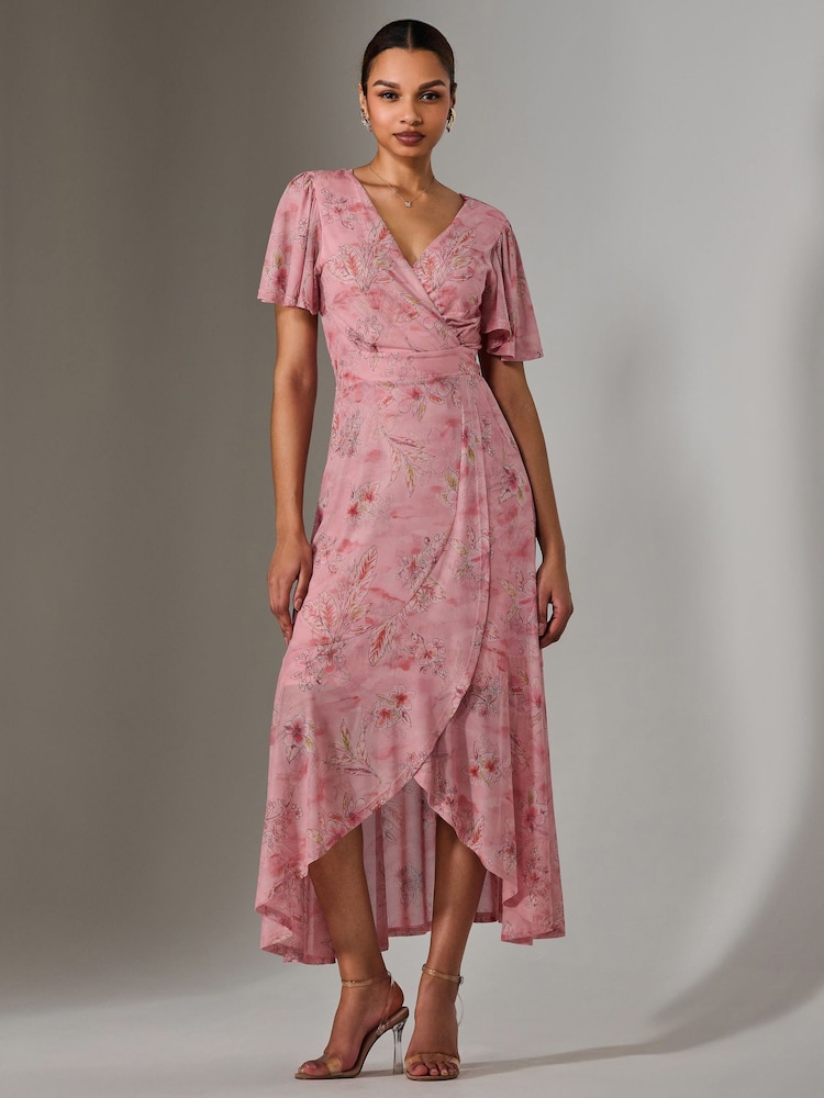 Jolie Moi Pink Wrap Midaxi Dress - Image 1 of 6 Jolie Moi Pink Wrap Midaxi Dress - Image 1 of 6