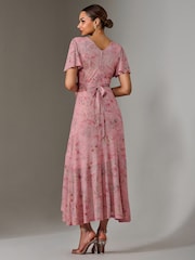 Jolie Moi Pink Wrap Midaxi Dress - Image 2 of 6