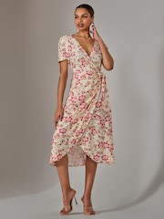 Jolie Moi Pink Printed Wrap Midmaxi Dress - Image 5 of 6
