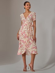Jolie Moi Pink Printed Wrap Midmaxi Dress - Image 6 of 6