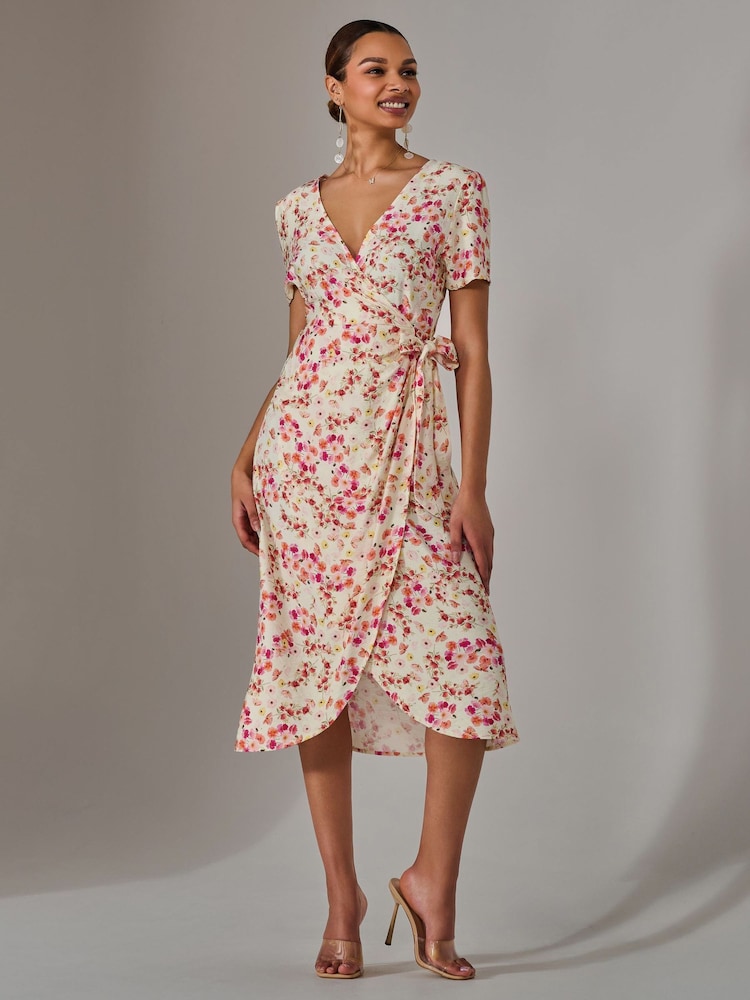 Jolie Moi Pink Printed Wrap Midmaxi Dress - Image 6 of 6