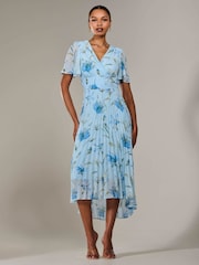 Jolie Moi Light Blue Angel Sleeve Pleated Chiffon Maxi Dress - Image 1 of 6