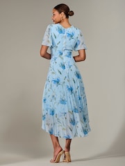Jolie Moi Light Blue Angel Sleeve Pleated Chiffon Maxi Dress - Image 2 of 6