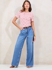 Lipsy Pink 3D Lace T-Shirt - Image 3 of 4