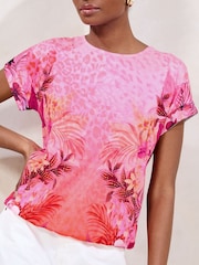 Lipsy Pink Printed Bubble Hem T-Shirt - Image 4 of 4