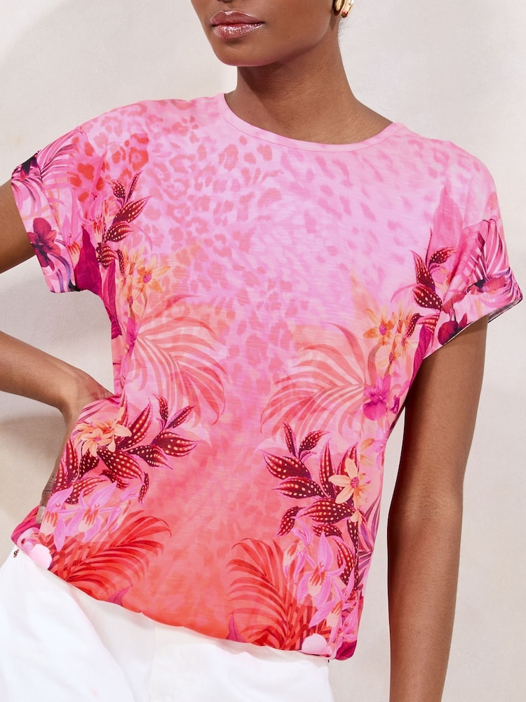 Lipsy Pink Printed Bubble Hem T-Shirt - Image 4 of 4