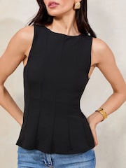 Lipsy Black Peplum Top - Image 1 of 4