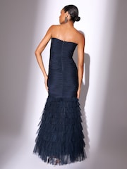 Lipsy Navy Premium Mesh Fishtail Bandeau Maxi Prom Dress - Image 5 of 5