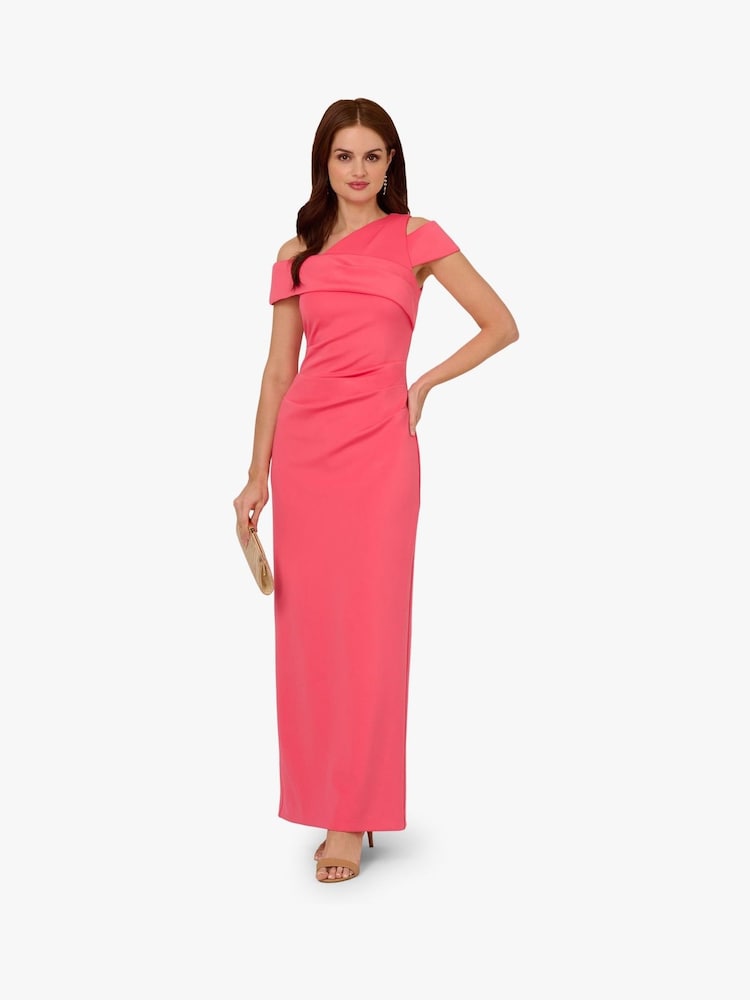Adrianna Papell Pink Asymmetrical Drape Gown - Image 1 of 5 Adrianna Papell Pink Asymmetrical Drape Gown - Image 1 of 5