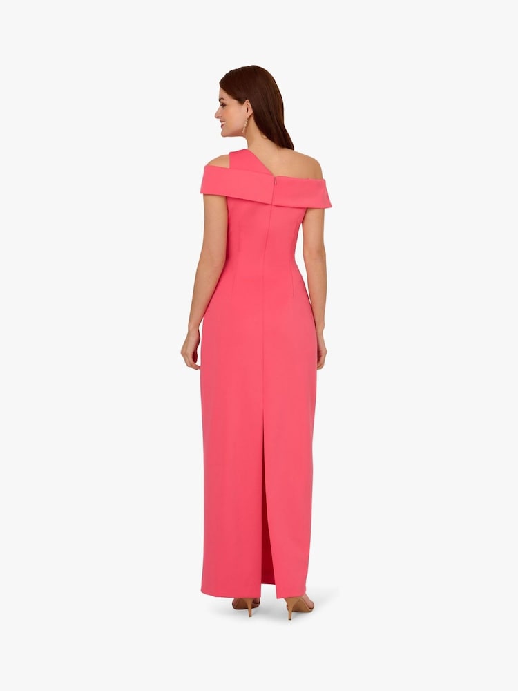 Adrianna Papell Pink Asymmetrical Drape Gown - Image 2 of 5 Adrianna Papell Pink Asymmetrical Drape Gown - Image 2 of 5