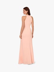 Adrianna Papell Pink Rosette Halter Crepe Gown - Image 2 of 5