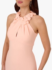 Adrianna Papell Pink Rosette Halter Crepe Gown - Image 3 of 5