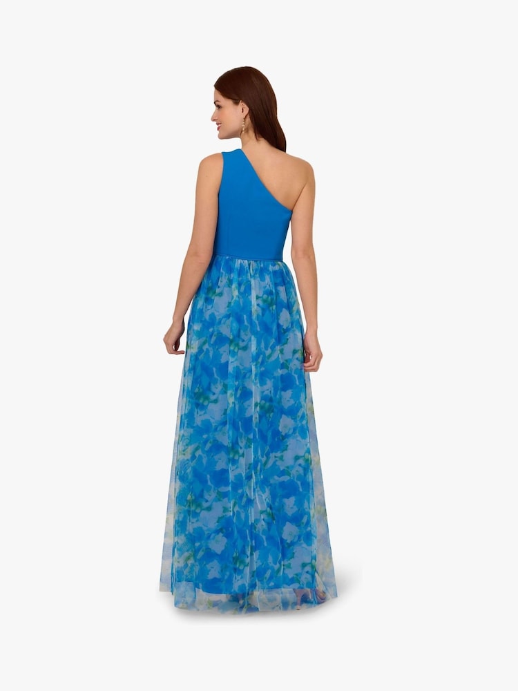 Adrianna Papell Blue Sweetpea Combo Gown - Image 2 of 5 Adrianna Papell Blue Sweetpea Combo Gown - Image 2 of 5