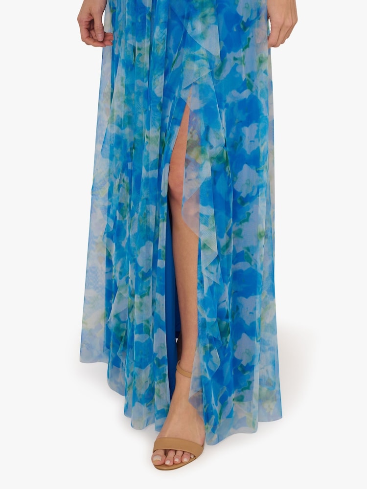 Adrianna Papell Blue Sweetpea Combo Gown - Image 4 of 5