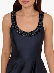 Adrianna Papell Blue Beaded Mikado Gown - Image 3 of 5