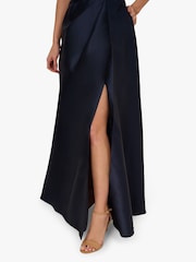 Adrianna Papell Blue Beaded Mikado Gown - Image 4 of 5