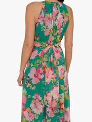 Adrianna Papell Green Floral Chiffon Halter Dress - Image 5 of 6