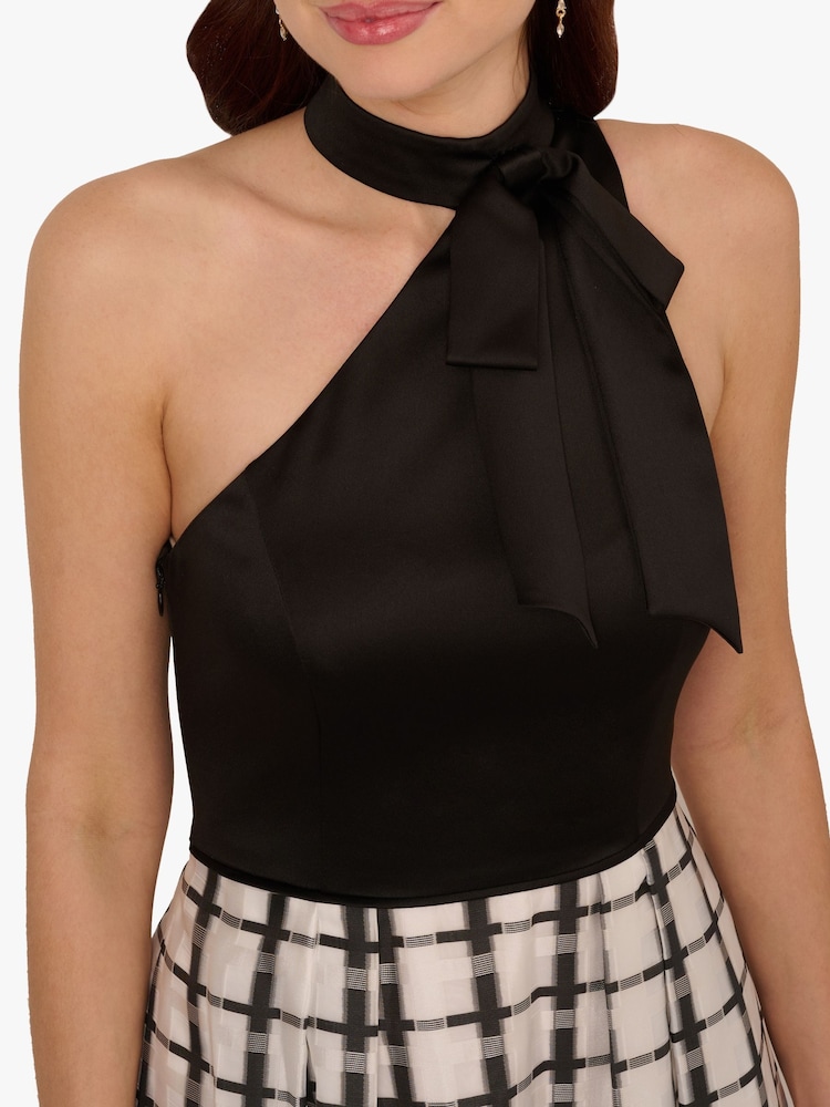 Adrianna Papell Plaid Combo Black Gown - Image 4 of 5