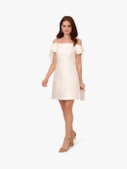 Adrianna Papell Scallop Neck Short White Dress - Image 1 of 5