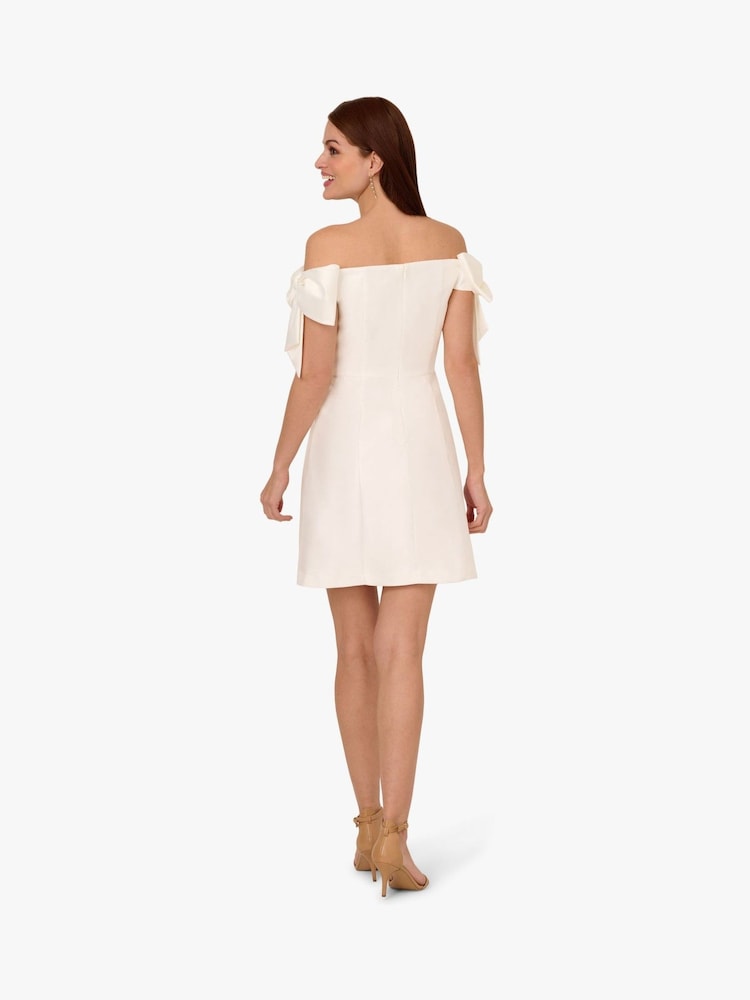 Adrianna Papell Scallop Neck Short White Dress - Image 2 of 5