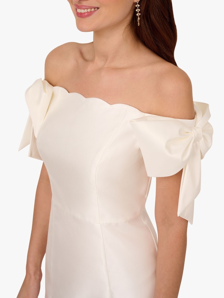 Adrianna Papell Scallop Neck Short White Dress - Image 3 of 5