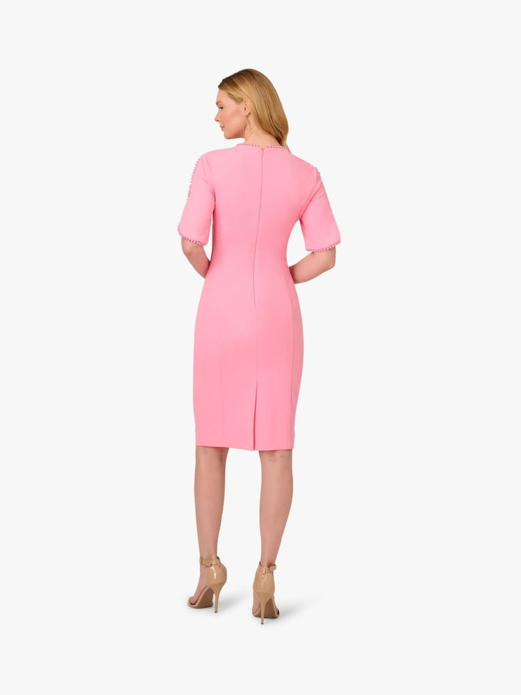 Adrianna Papell Pink Knit Crepe Pearl Midi Dress - Image 3 of 6