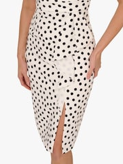 Adrianna Papell Polkadot Drape Sheath White Dress - Image 4 of 5