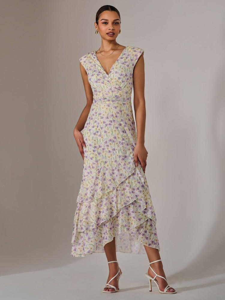 Jolie Moi Purple Sleeveless Ruffle Midi Dress - Image 4 of 6