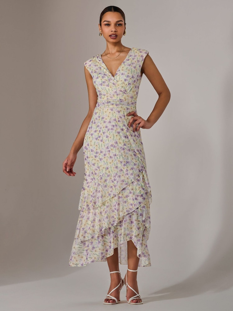 Jolie Moi Purple Sleeveless Ruffle Midi Dress - Image 6 of 6 Jolie Moi Purple Sleeveless Ruffle Midi Dress - Image 6 of 6
