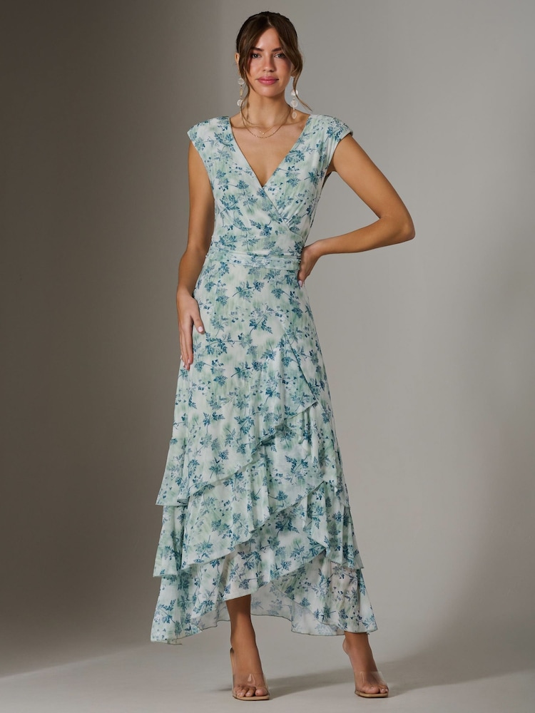 Jolie Moi Green Sleeveless Ruffle Midi Dress - Image 1 of 6