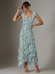 Jolie Moi Green Sleeveless Ruffle Midi Dress - Image 6 of 6
