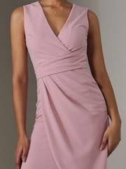 Jolie Moi Pink Sleeveless Wrap Front Midi Dress - Image 3 of 6