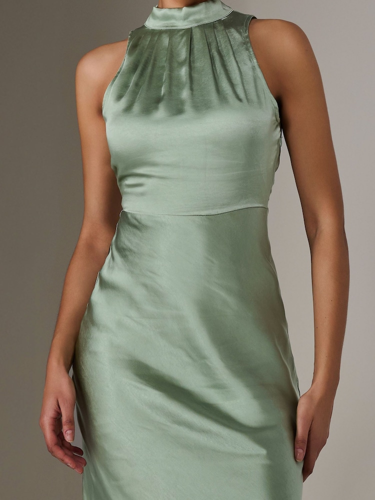 Buy Jolie Moi Green Satin Halter Neck Midi Dress from Next USA