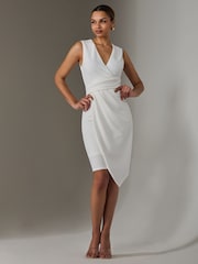 Jolie Moi White Sleeveless Wrap Front Midi Dress - Image 1 of 6