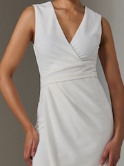 Jolie Moi White Sleeveless Wrap Front Midi Dress - Image 3 of 6