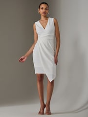 Jolie Moi White Sleeveless Wrap Front Midi Dress - Image 4 of 6