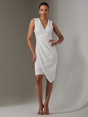 Jolie Moi White Sleeveless Wrap Front Midi Dress - Image 5 of 6