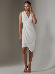 Jolie Moi White Sleeveless Wrap Front Midi Dress - Image 6 of 6