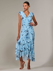 Jolie Moi Blue Sleeveless Ruffle Midi Dress - Image 4 of 6