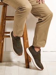 Jones Bootmaker Green Sean Leather Trainers - Image 1 of 6