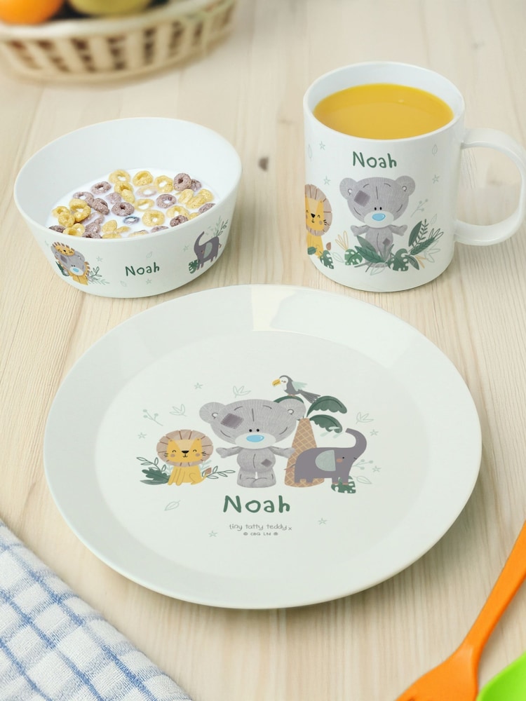 Personalised Tatty Teddy Animal Plastic Breakfast Set by PMC - Image 1 of 3