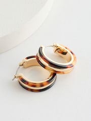 Lauren Ralph Lauren Hoop Brown Tortoiseshell Earrings - Image 1 of 3