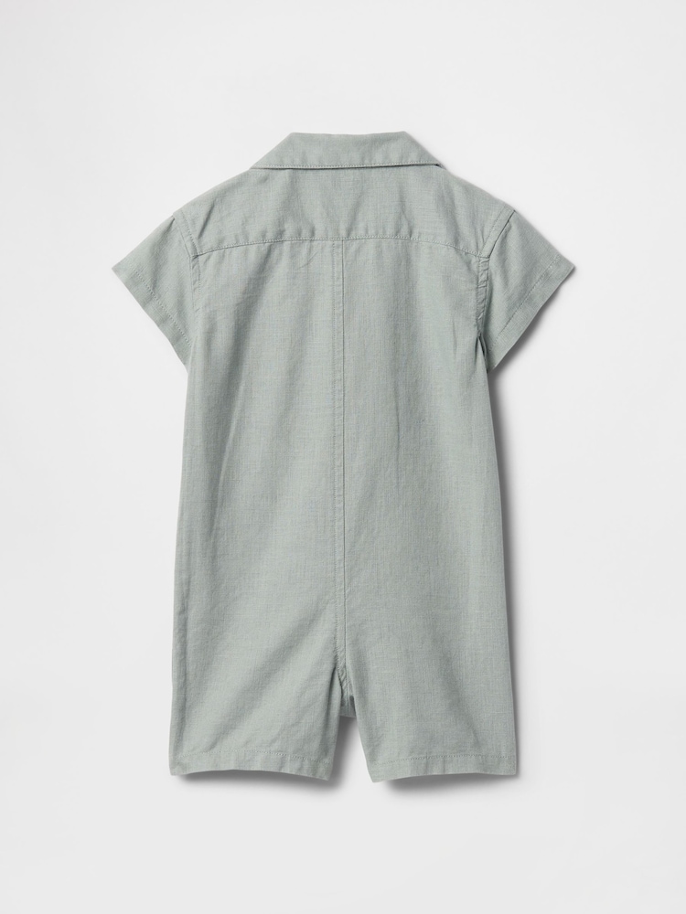 Gap Green Linen-Cotton Cabana Romper (Newborn-24mths) - Image 2 of 2