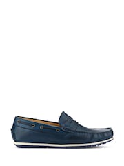 Jones Bootmaker Blue Parks Casual Leather Moccasins Shoes - Image 2 of 6