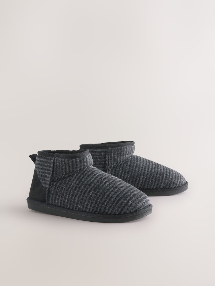 Grey Dogtooth Boot Slippers - Image 1 of 5 Grey Dogtooth Boot Slippers - Image 1 of 5